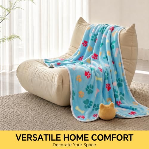 Luciphia 1 Pack 3 Blankets Fluffy Premium Fleece Pet Blanket Flannel Paw Printed Throw for Dog Cat(Medium 30x20'', Grey/Brown/Blue) - Image 5
