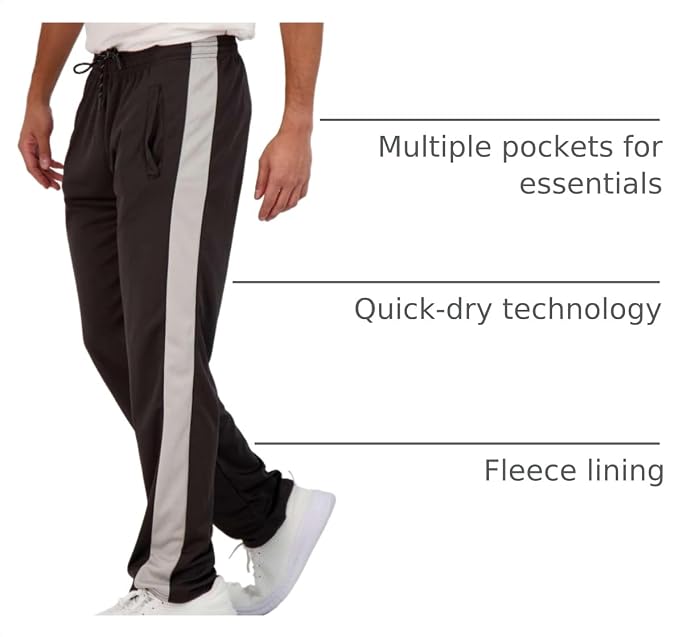 3 Pack Men's Mesh Open Bottom Sweatpants Active Athletic Workout Gym Pocket | Available in Big & Tall, Uncuffed, Elastic Waistband, Drawstring, Straight Leg, Running, Jogging, Exercise, Training, Sports - Image 4