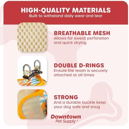 Downtown Pet Supply Step-in Dog Harness – No Pull, Adjustable Padded Mesh with Reflective Trim, Secure Buckle Strap – Comfortable & Breathable Small Dog Harness, Small, Pineapple - Image 4