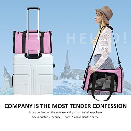 Henkelion Large Cat Carriers Dog Carrier Pet Carrier for Large Cats Dogs Puppies up to 25Lbs, Big Dog Carrier Soft Sided, Collapsible Travel Puppy Carrier - Large - Pink - Image 6