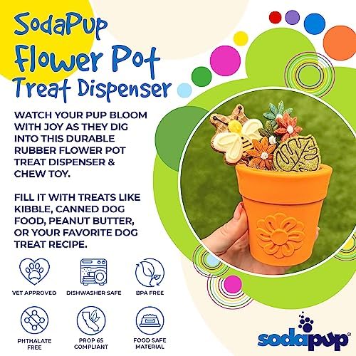 SodaPup Flower Pot – Durable Dog Treat Dispenser & Chew Toy Made in USA from Non-Toxic, Pet Safe, Food Safe Rubber Material for Mental Stimulation, Problem Chewing, Calming Nerves, & More - Image 3