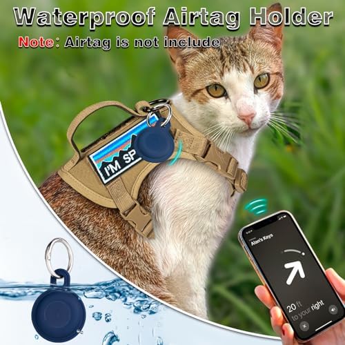 Tactical Cat Harness for Walking, Adjustable Escape Proof Pet Vest for Large Cat,Easy Control Breathable Cat Vest with Handle，Molle Patches (Khaki, L) - Image 5