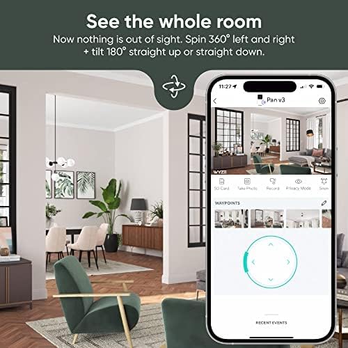 WYZE Cam Pan v3 Indoor/Outdoor IP65-Rated 1080p Pan/Tilt/Zoom Wi-Fi Smart Home Security Camera with Color Night Vision, 2-Way Audio, Compatible with Alexa & Google Assistant, White, 2-Pack - Image 2