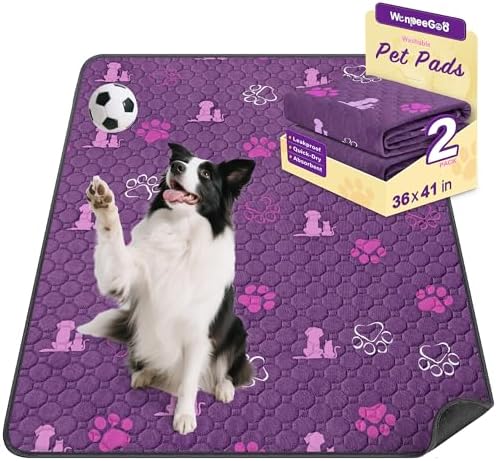 WanpeeGoo Washable Pee Pads for Dogs, Waterproof, 36 x 41 in, 2 Pack, Purp by WanpeeGoo