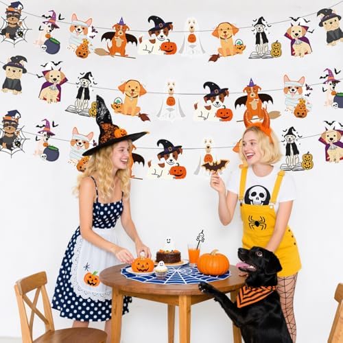Halloween Ghost and Dog Party Banner, Indoor Decorations for Home and Classroom, Puppy Design - Image 3