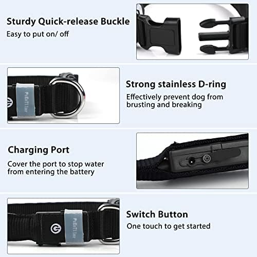 PcEoTllar Light up Dog Collar, Safe for Night Walking, Adjustable, Black, S - Image 2