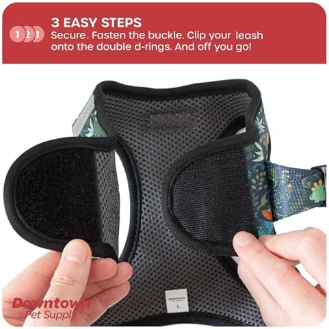 Downtown Pet Supply Step-in Dog Harness – No Pull, Adjustable Padded Mesh with Reflective Trim, Secure Buckle Strap – Comfortable & Breathable Small Dog Harness, X-Small, Dinosaur - Image 5