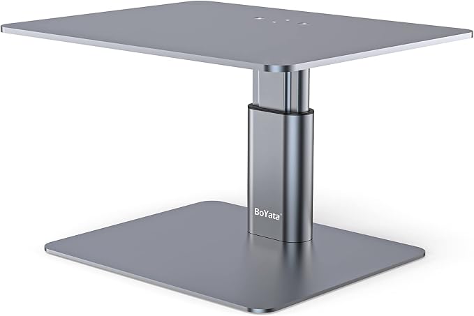 BoYata Monitor Stand, Adjustable Monitor Riser Metal Computer Stand Compatible with TV, PC, Laptop, Computer, iMac, and All Screen Display-Space Grey by Boyata