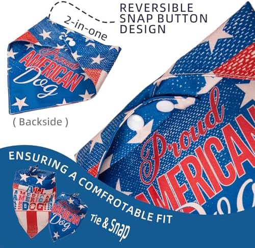 4th of July Dog Bandana, 2-in-1 Vintage American Flag with Fun Slogan Reversible American Flag Triangle Scarf, Adjustable Snap Button Patriotic Neckwear for Giant Breeds 75lbs+ - Image 5