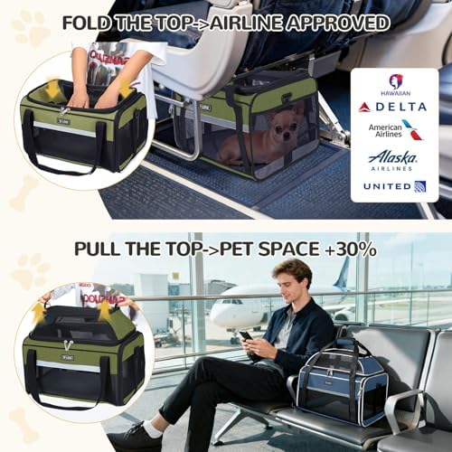 Lekereise Top-Expandable Pet Carrier 17x11x9.5 Inch Alaska Hawaiian Airline Approved Soft Sided Underseat to 12lbs Travel Carriers for Small Dogs and Cats with Locking Safety Zippers Anti-Scratch Mesh - Image 2