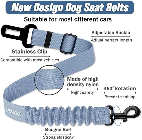 COOYOO Dog Seat Belt,3 Piece Set Retractable Dog Car Adjustable Seatbelts for Vehicle Nylon Pet Safety Heavy Duty & Elastic & Durable Car Harness for Dogs - Image 3