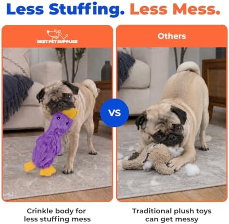 Best Pet Supplies Interactive Squeaky Dog Toy - Crinkle Duck, Purple - Image 5
