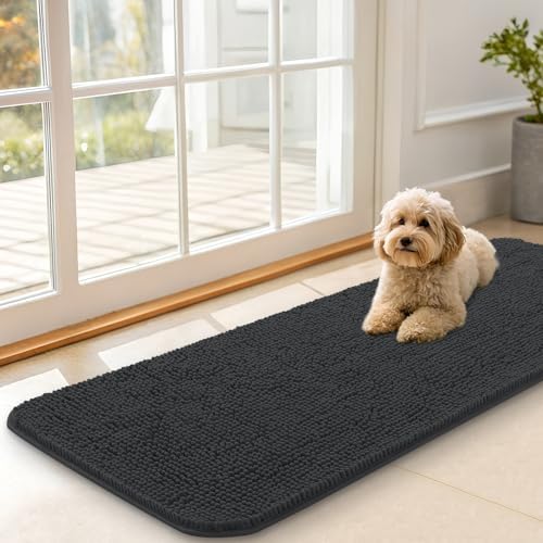 OLANLY Dog Door Mat for Muddy Paws 47x17, Super Absorbent Chenille Mud Mat by OLANLY