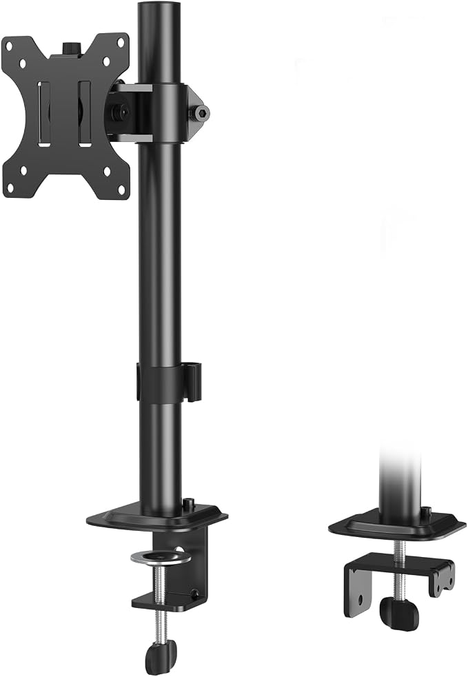 MOUNTUP Single Monitor Mount, Adjustable Monitor Stand for Max 32 Inch Flat Curved Computer Screen, Monitors Arm Desk Mount Fit VESA 75x75& 100x100, up to 17.6lbs, with C-Clamp and Grommet Base, Black by MOUNTUP