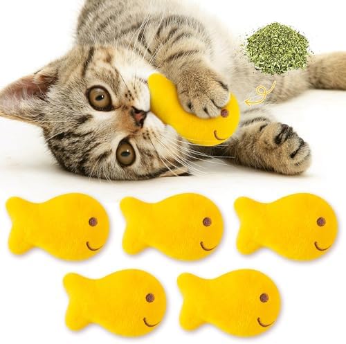 L1rabe Goldfish Cracker Catnip Stuffed Toys for Cats, 5 Pcs Funny Pet Chew by L1rabe
