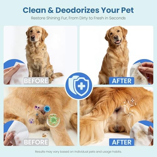 Pet Wipes for Dogs & Cats, Extra Moist & Thick Grooming Puppy Wipes with 100 Fresh Counts, Aloe Vera/Nature - Image 3