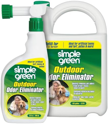 Simple Green Outdoor Odor Eliminator for Pets, Dogs, Ideal for Artificial Grass & Patio (32 oz Hose End Sprayer & 1 Gallon Refill) by SimpleGreen