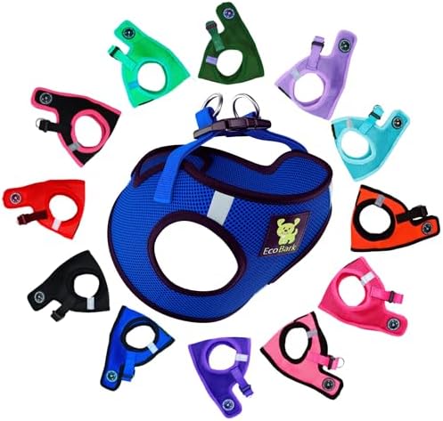 EcoBark Step in Dog Harness Reflective Soft Ultra Padded Mesh Dog Harnesses for XXS, XS, Small, and Medium Dogs Eco-Friendly Comfort Secure Halter No Pull Adjustable Pet Vest (XXXS, Royal Blue) by EcoBark