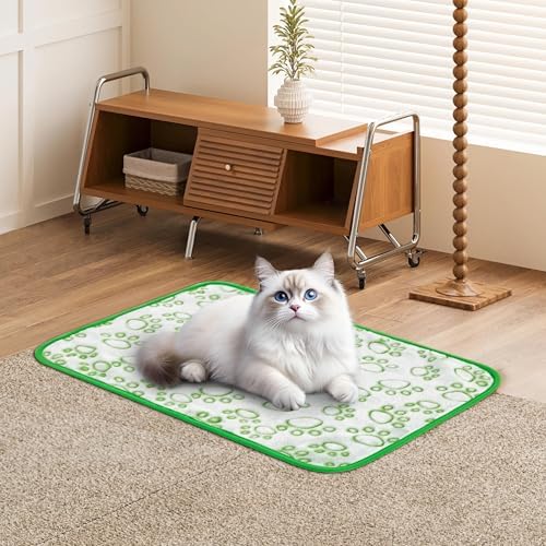 Green Soft Puppy Blanket, with Flannel Green Cute Paw Print, 24 * 32 inches, Cat Blanket Puppy Pads Supplies Dog Products Stuff Essentials - Image 4