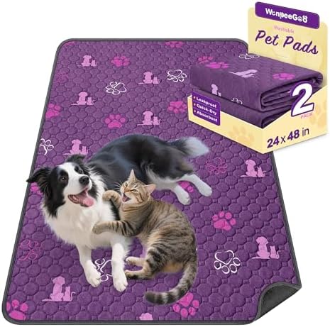WanpeeGoo Washable Pee Pads for Dogs, Waterproof, 24 x 48 in, 2 Pack, Purp by WanpeeGoo