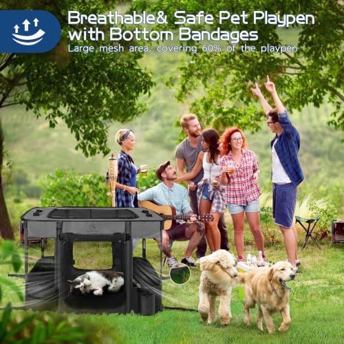 ROMANTIC BEAR Dog Playpen,Foldable Pet Puppy Cat Playpen,M(31"x23"x21") - Image 3
