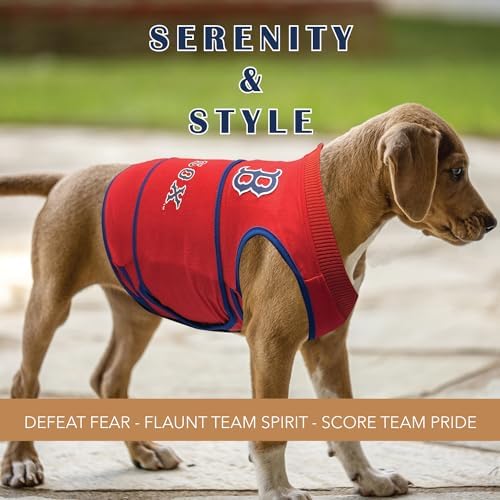 MLB Boston RED SOX Dog Anxiety Shirt Calming Soothing Vest, for Dogs & Cats with Anxiety, Fears, Fireworks, Loud Noises, Dark, Lonely Keeps Dogs Calm & Feeling Safe, Relaxing Jacket, Small - Image 4