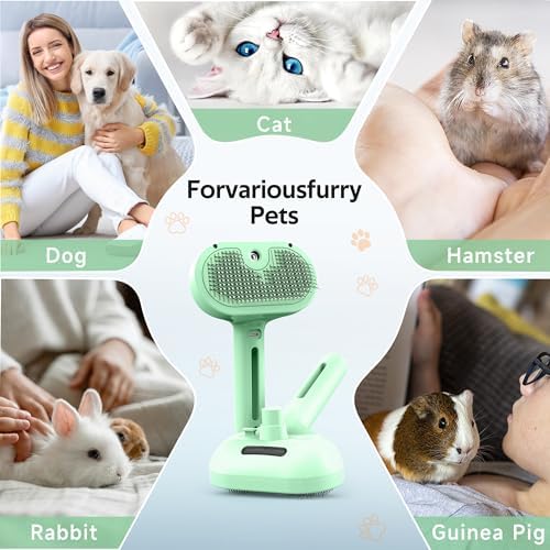 Pet Grooming Brush with Electronic Mist Spray - Gentle Deshedding Tool for Cats & Dogs, Pet Steam Brush，Reduces Shedding, Soft Bristles, Promotes Healthy Coat-Comes with a hair smoothing comb-Greener - Image 7
