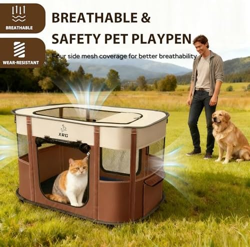 XRG Foldable Pet Playpen,Indoor Cat cage Puppy Crates L(35.4"x27.6"x23.6") - Image 4