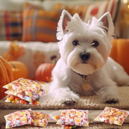 Pasimy 200 Pcs Dog Paw Treat Bags, Clear Self Adhesive Fall Color - Image 6