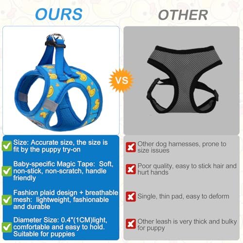 BEAUTYZOO Small Dog Harness and Leash Set, No Pull Puppy Pet Vest- Duck, XS - Image 5