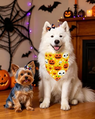 PET SHOW 100 Pack Halloween Small Dog Hair Bows Bulk with Rubber Bands - Image 6
