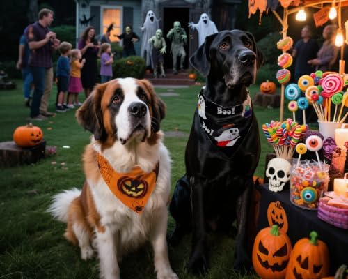 Halloween Dog Bandanas 2PCS Pumpkin Pet Scarf Extra Large Dogs - Image 5