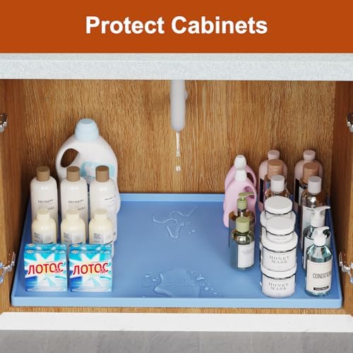 22" x 19" Extra Thick Silicone Mat Waterproof with Raised Edge, Blue - Image 5