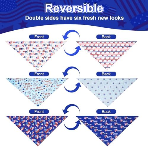 4th of July Dog Bandanas Large 3PCS, 6 Pattern Scarf for Boy Girl - Image 7