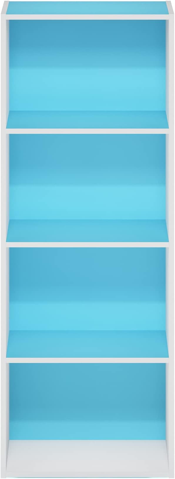 Furinno Luder Bookcase / Book / Storage, 4-Tier, Light Blue/White - Image 6