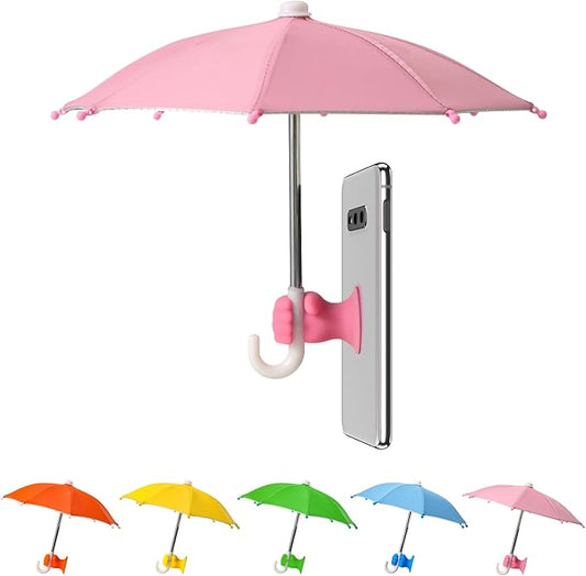 Phone Umbrella Stand, Sun Shade Mini Umbrella for Cell Phone with Adjustable Fist Style Suction Cup, Universal Anti-Glare Sun Visor for Outdoor by Harewu