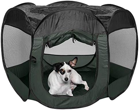 Furhaven Portable Dog Playpen Cat Tent, Pet playground,Kennel foldable indoor outdoor zippered puppy crate - Hunter Green, Medium by FurHaven