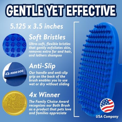 Bodhi Dog Shampoo Brush - Pet Grooming & Bath Supplies for Dogs and Cats - Bath Brush for Long & Short Hair - Premium Scrubber for Shower, Showerhead, Sprayer & Bathing (Two Pack, Blue) - Image 5