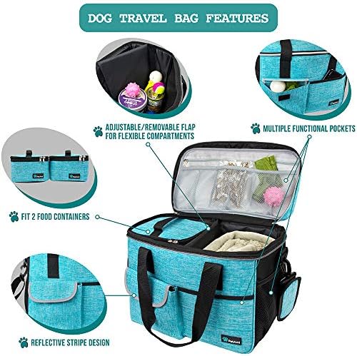PetAmi Dog Travel Bag Organizer, Pet Supplies Diaper Tote, Teal Blue Medium - Image 4