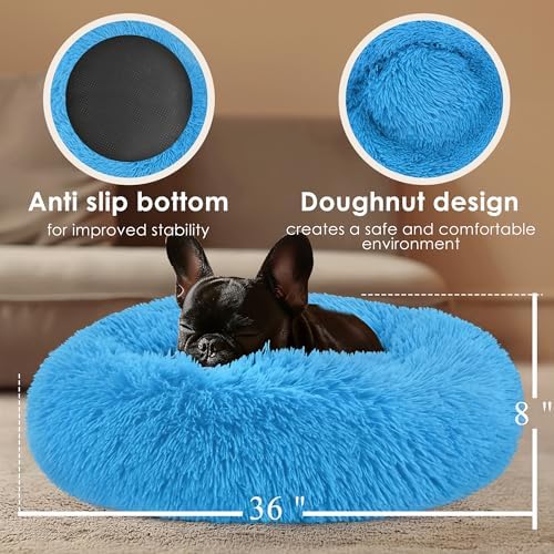 Extra Large Dog Beds, 36in Human Dog Anxiety Relief Comfort Bed(Light Blue) - Image 3