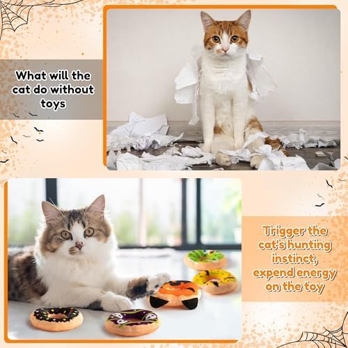 L1rabe Halloween Donut Catnip Stuffed Toys for Cats, Gift for Kitten Lovers - Image 4