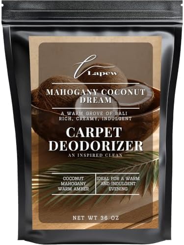 Lapew Mahogany Coconut Dream Carpet Deodorizer Powder - Pet Safe Freshener for Vacuuming | Scented Odor Eliminator for Home | 36 oz by Lapew