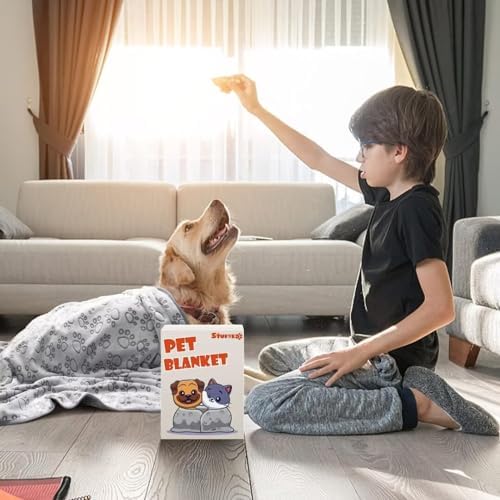 Stuffed Premium Soft Dog Blankets for Large Dogs, Large Cat Blanket Washable for Human Bed Couch Protection Cover, Dog Essentials for Dog, 66 * 82 inches, Grey - Image 4