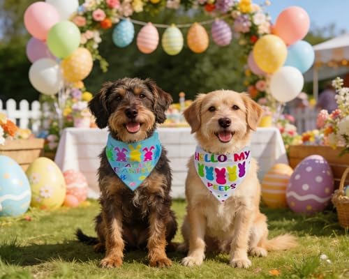 Easter Dog Bandanas 2PCS-Small,Adjustable Holiday Party Pets Rabbit Easter Egg Outfits,Triangle Reversible Pet Scarf for Boys and Girls,Dog Costume Gifts for Puppy Cats Pets - Image 6