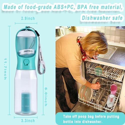 Cibaabo Dog Water Bottle with Food Container & Poop Bag Holder & Filter - Image 6