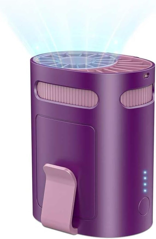 Clip on Fan for Shirt Belt Hip Pants-Compact Portable Waist Fan Rechargeable Long Lasting,Wireless Personal Body Fans that Blow Cold Air,Necklace Lanyard Cool Gadgets for Work Traveling Outdoor Purple by QMKKX