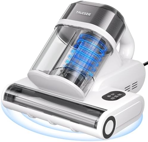 Trucozie Mattress Vacuum Cleaner with 275nm UV-C Light & 149℉ Heat, 16Kpa Powerful Suction Bed Vacuum for Pet Hair & Dander, Smart Dust Sensor, Anion & Aromatherapy, Corded (White) by TrucozieHome