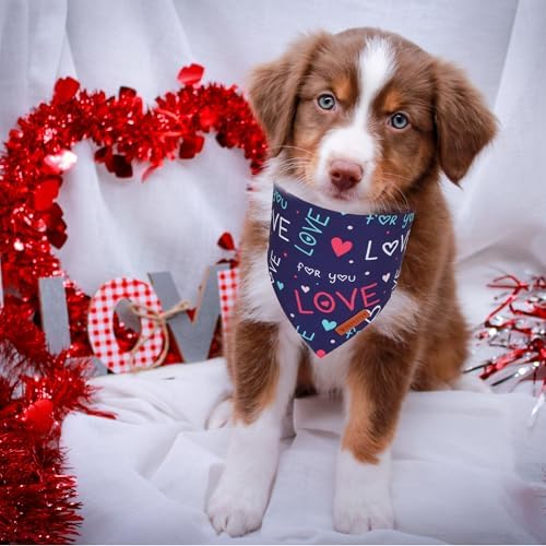 ADOGGYGO Valentine Dog Bandana, Red Blue Heart Love Pet Scarf, Adjustable Fit Pet Valentine Bandanas for Small Dogs (Small) - Image 3