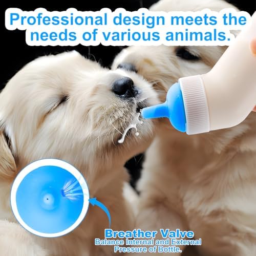 Pet Nursing Bottle for Newborn Animals,Kitten Bottle Feeding Kit Silicone Nipple for Kittens Puppys Rabbits Squirrel (Blue, Large) - Image 4