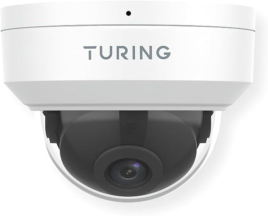 Turing TP-MFD8M28 SMART 8MP IR Dome IP Camera, White; 2.8mm Lens; Face/Human/Vehicle AI SMART Series NVR, Bridge, and Cloud; IP67, IK10, WDR, PoE; Indoor/Outdoor Use; Tampering Alert by Unknown